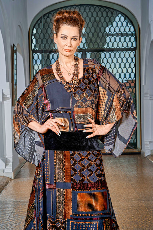 Rochie multicolora catifea MT-22